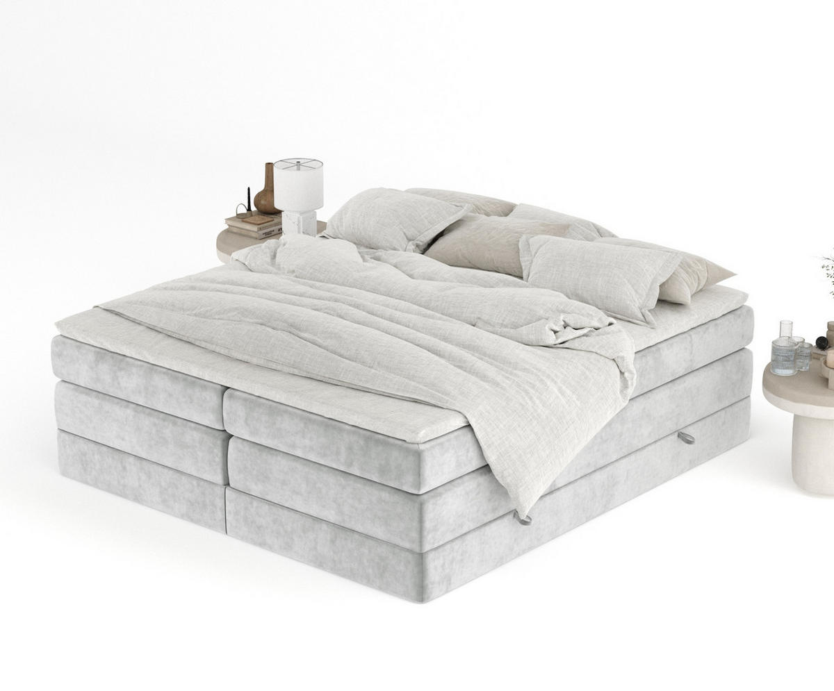 BOXSPRINGBETT Juniper Hellgrau 140/200 cm - Hellgrau/Schwarz, Holz/Holzwerkstoff (140/200cm) - Maison de Reve