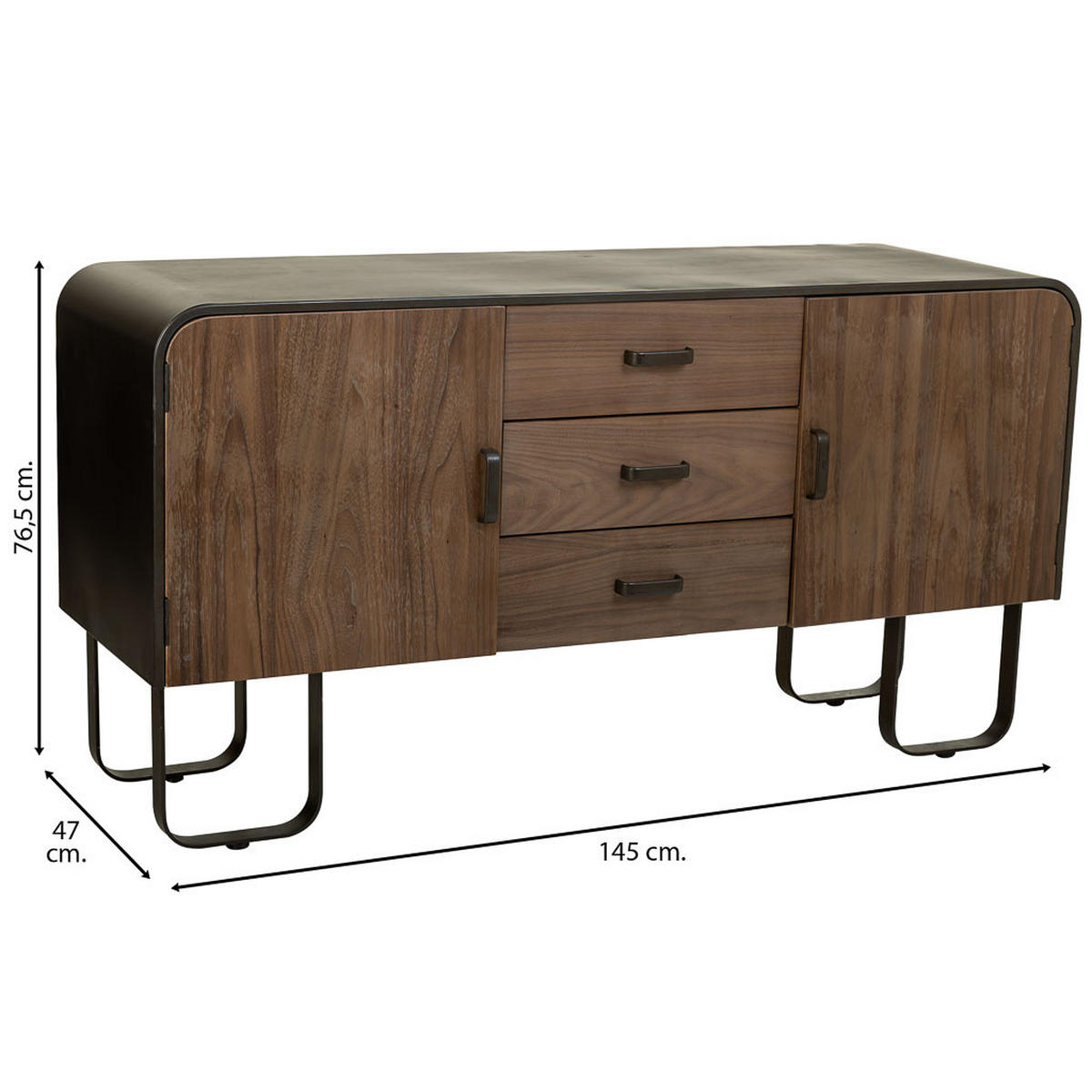 ANRICHTE aus Holz und Metall 145x47x76 cm - Braun, Metall (145/76/47cm) - Wanderlust