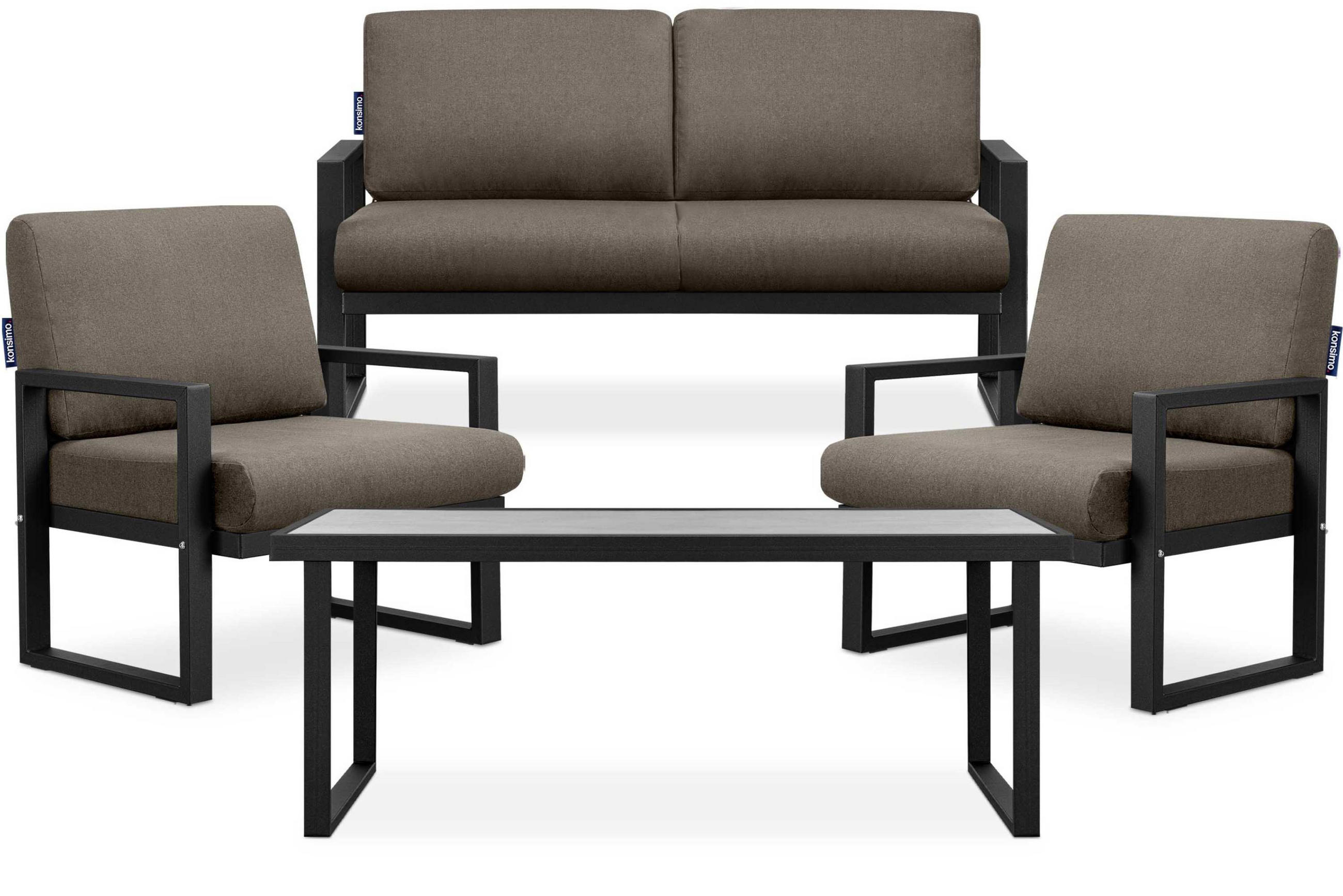 TERRASSENMÖBEL FRENA im Loft-Stil, schwarz - Beige/Schwarz, Metall - KONSIMO®