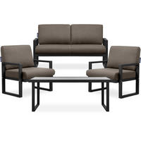 TERRASSENMÖBEL FRENA im Loft-Stil, schwarz - Beige/Schwarz, Metall - KONSIMO®