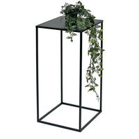 BLUMENHOCKER Eckig Metall Schwarz 60 cm 96312 L - Schwarz, Metall (32/60/32cm) - DanDiBo