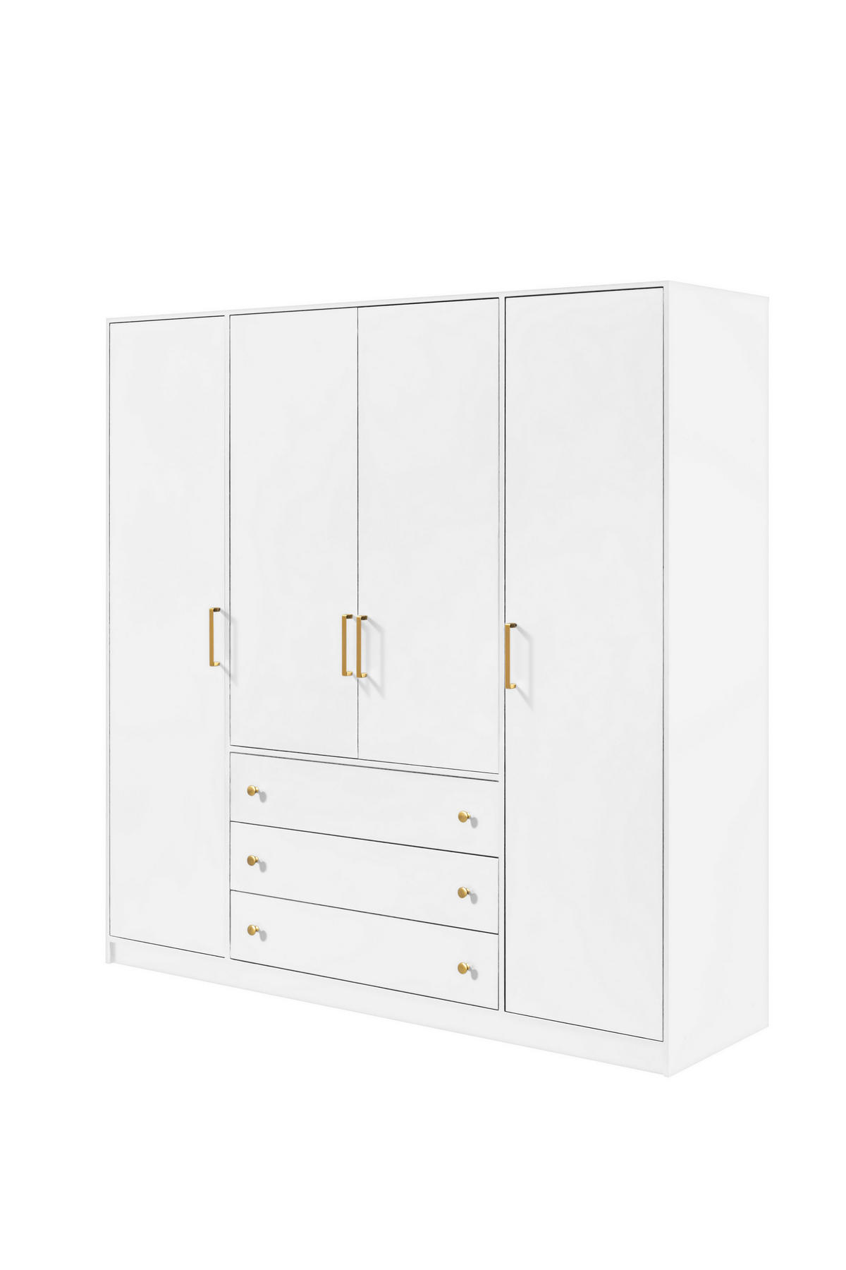 DREHTÜRENSCHRANK IRELIA 196/200/57,5 cm 4-türig Weiß - Weiß, Holzwerkstoff (196/200/57.5cm) - MASSENO
