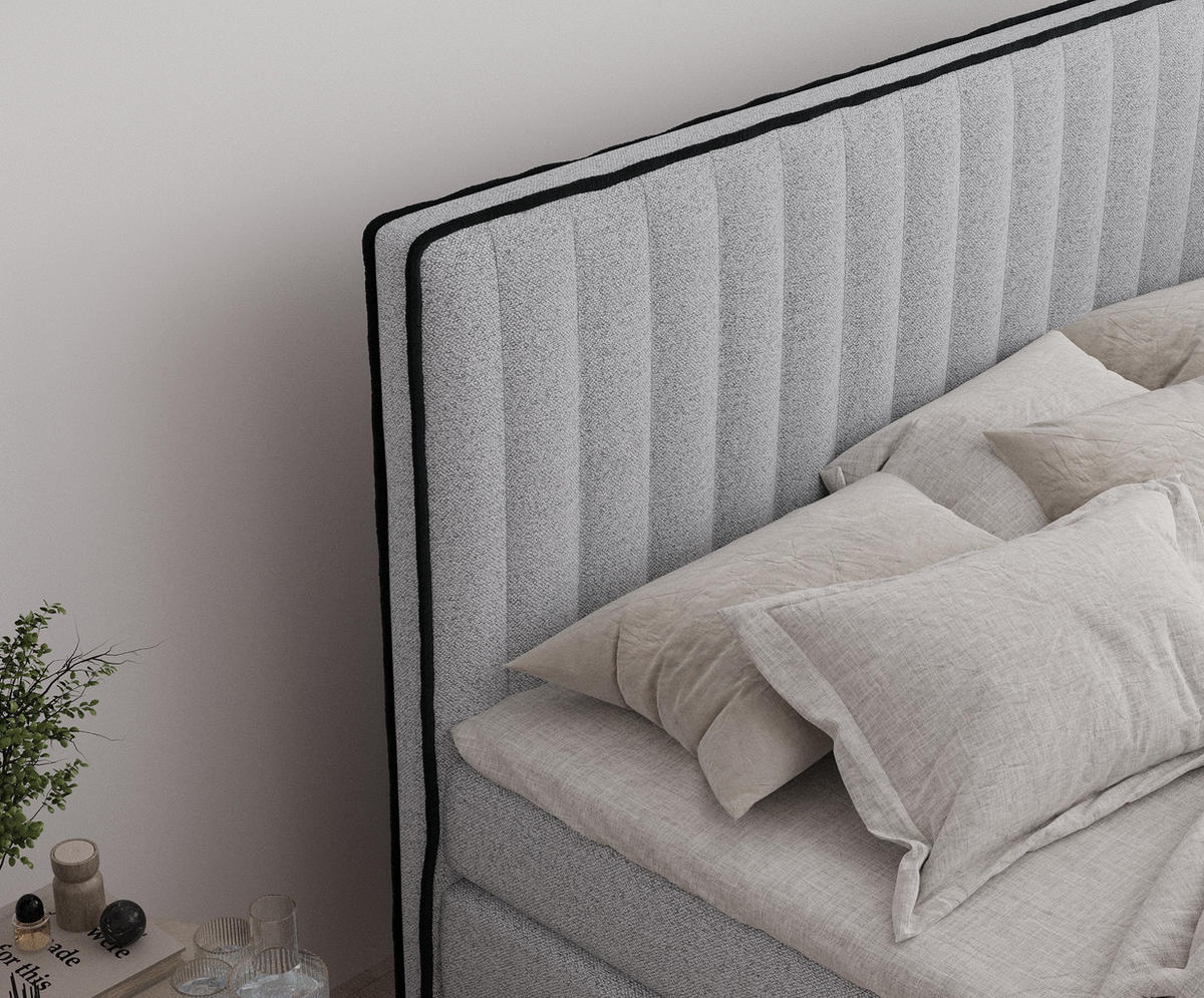 BOXSPRINGBETT Nocturne Hellgrau 160/200 cm - Hellgrau/Schwarz, Holz/Holzwerkstoff (160/200cm) - Maison de Reve