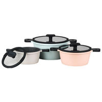 KOCHTOPFSET Happiness Tastyline - Altrosa/Hellblau, Metall - Mulex