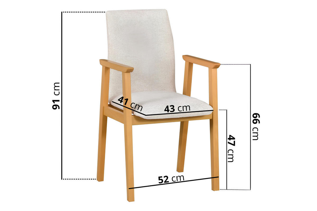 ESSZIMMERSTUHL 4x "SESSEL 1", grandson, aragon 03 - Birkefarben/Beige, Holz (43/91/45cm) - Leaf Design