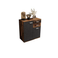 KOMMODE London LMK 2D2S mit 2 Türen, Sideboard in Farbe: Dunkelbraun|Schwarz, Größe: 71 x 75 x 35 cm - Dunkelbraun/Schwarz, Holzwerkstoff (71/75/35cm) - O-Sofa