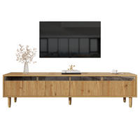TV-SCHRANK 178/35/45 cm Holzoptik mit 4 Schubladen aus MDF und Acryl, minimalistisches Design - Naturfarben, Holzwerkstoff (178/45/35cm) - OKWISH
