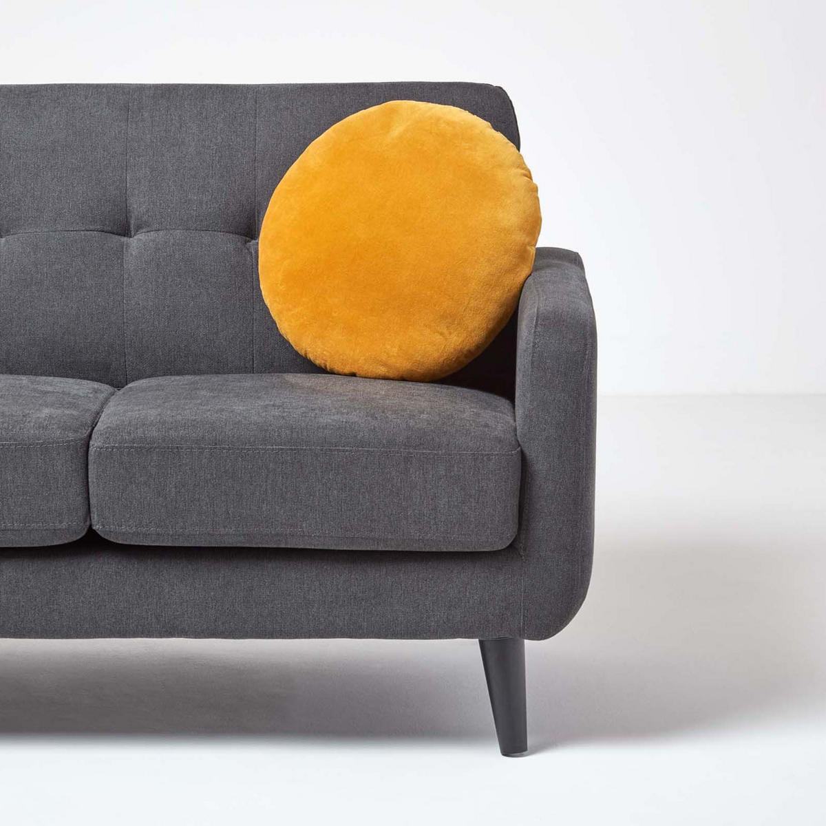 DEKOKISSEN rund senfgelb, Baumwollsamt?40 cm - Dunkelgelb, Textil (40/40cm) - Homescapes