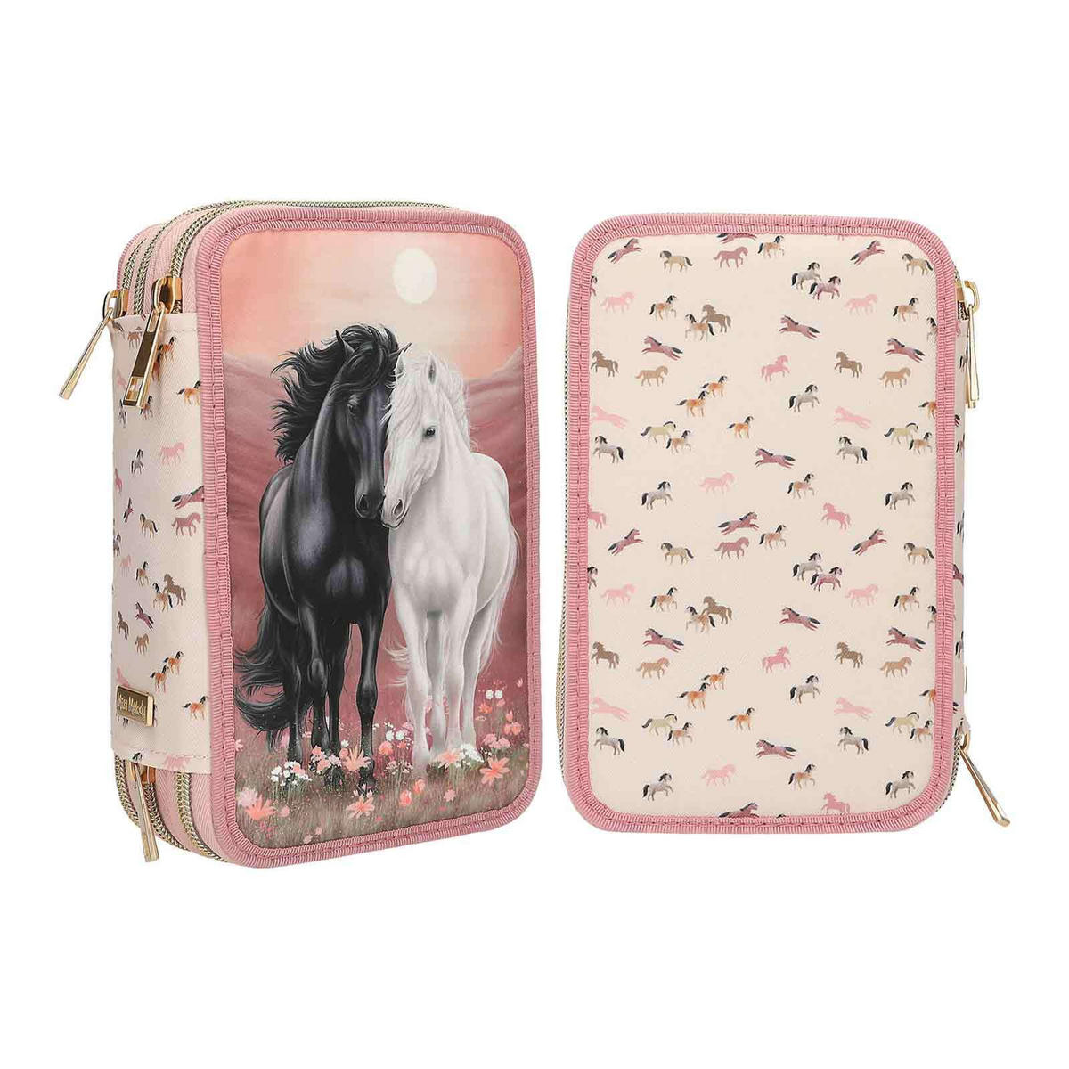3-FACH FEDERTASCHE BLOSSOM PONY INKL. STIFTE Miss Melody rosa 7,5 x 13 x 20 cm - Rosa, Kunststoff (13/20/7.5cm) - Depesche Germany