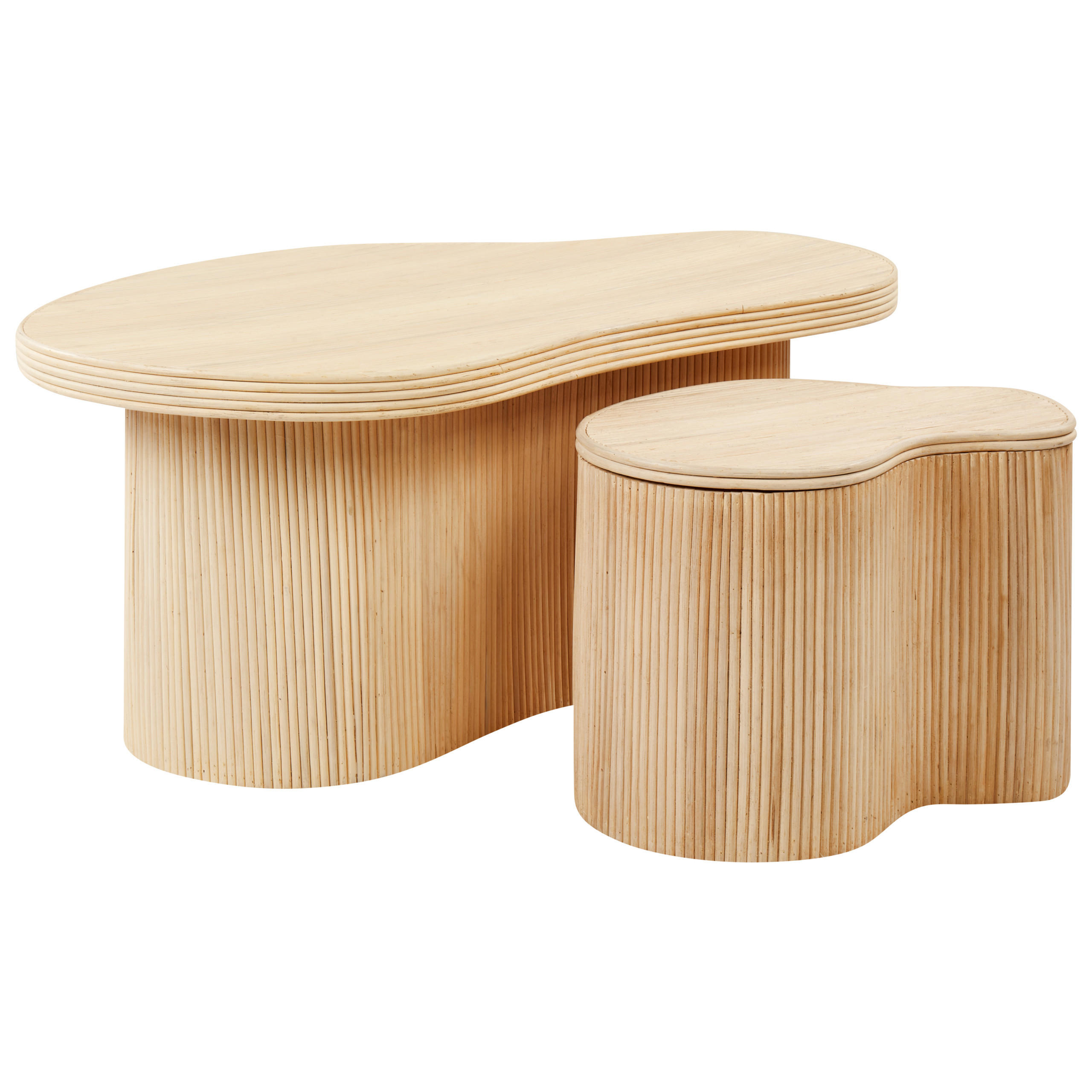 COUCHTISCH 2er Set Naturfarben Salanti - Naturfarben, Naturmaterialien (100/72/45cm) - Beliani