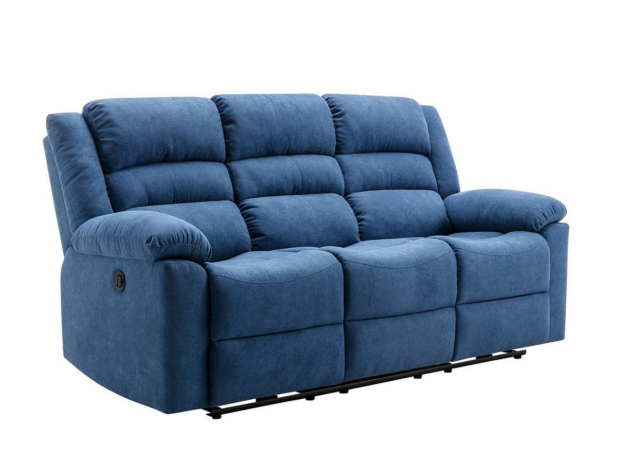 SOFAGARNITUR mit Relaxfunktion - 6 -Sitzer - Polyester - blau - BUROLO - Blau, Textil (199/103/95cm) - Vente-Unique