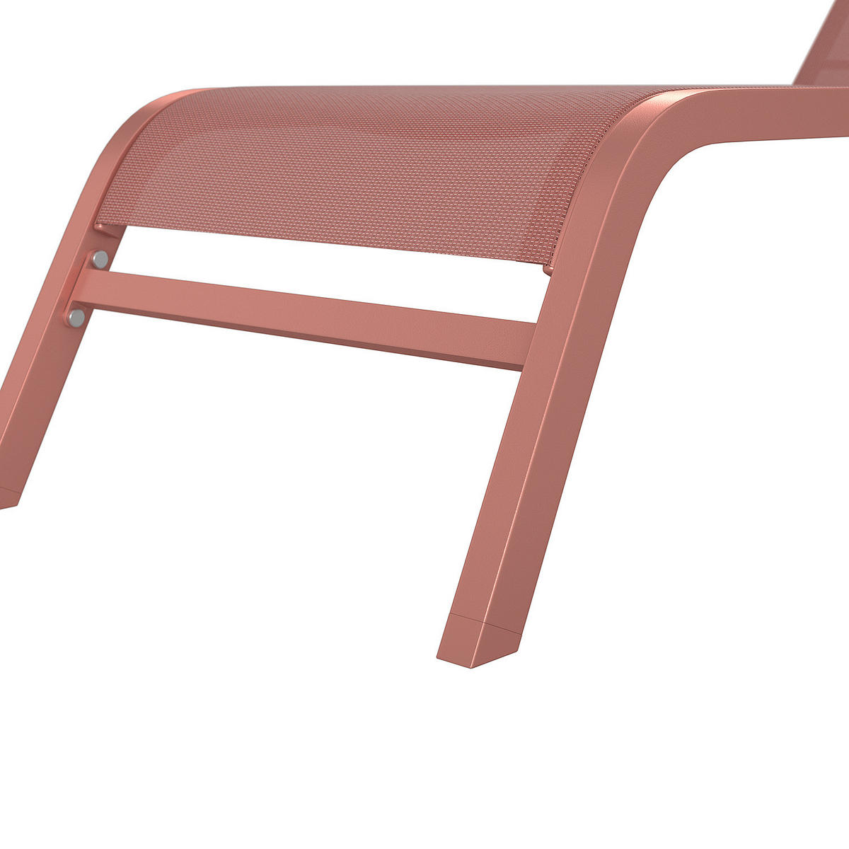 SONNENLIEGE - Polyrattan / Stahl - Terracotta, Textil/Metall (67/35/196cm) - home24