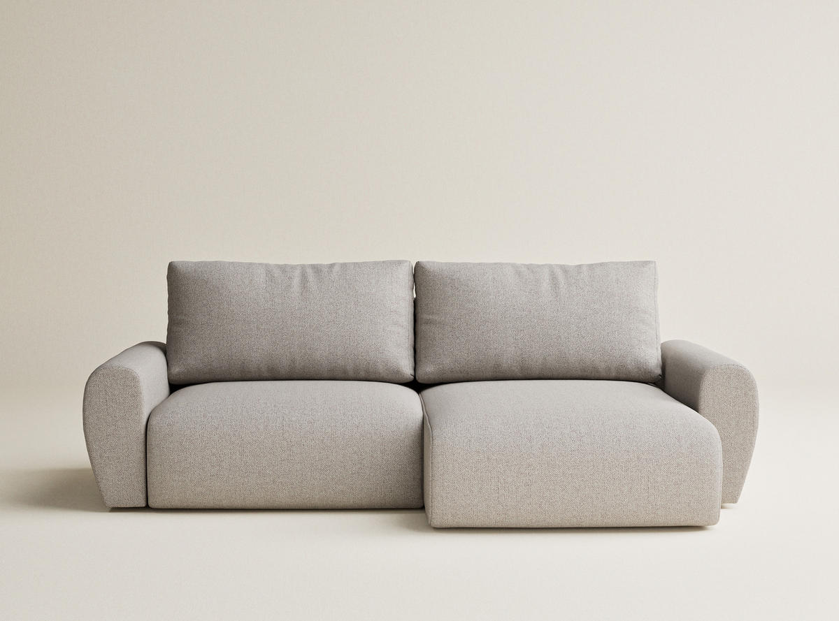 ECKSOFA MIT SCHLAFFUNKTION Numba Beige Webstoff - Beige/Schwarz, Holz/Holzwerkstoff (253/153cm) - Maison de Reve