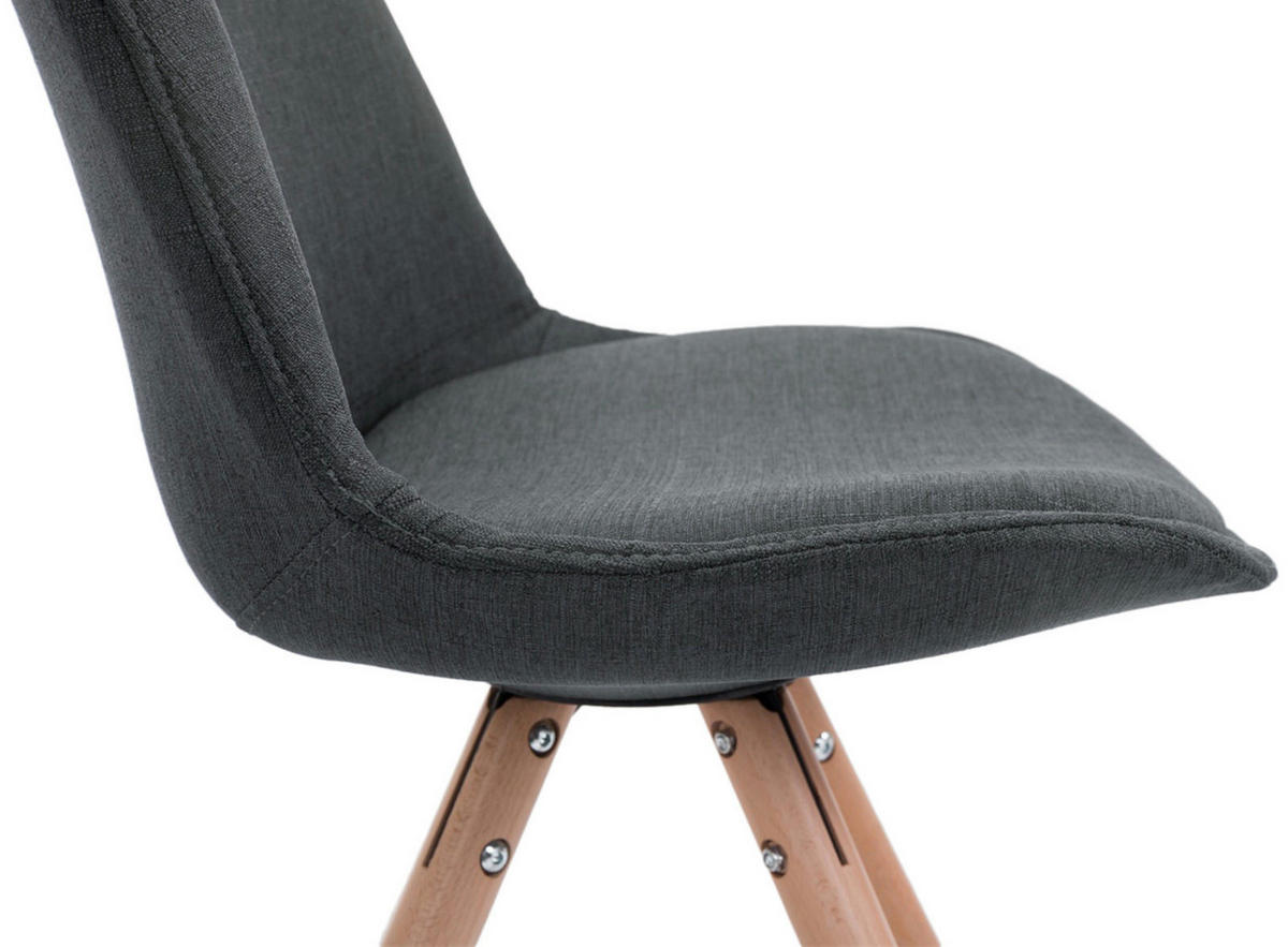 STUHL 4er Set Stoff dunkelgrau - Eukalyptusholzfarben/Dunkelgrau, Holz/Textil (48/84/56cm) - CLP