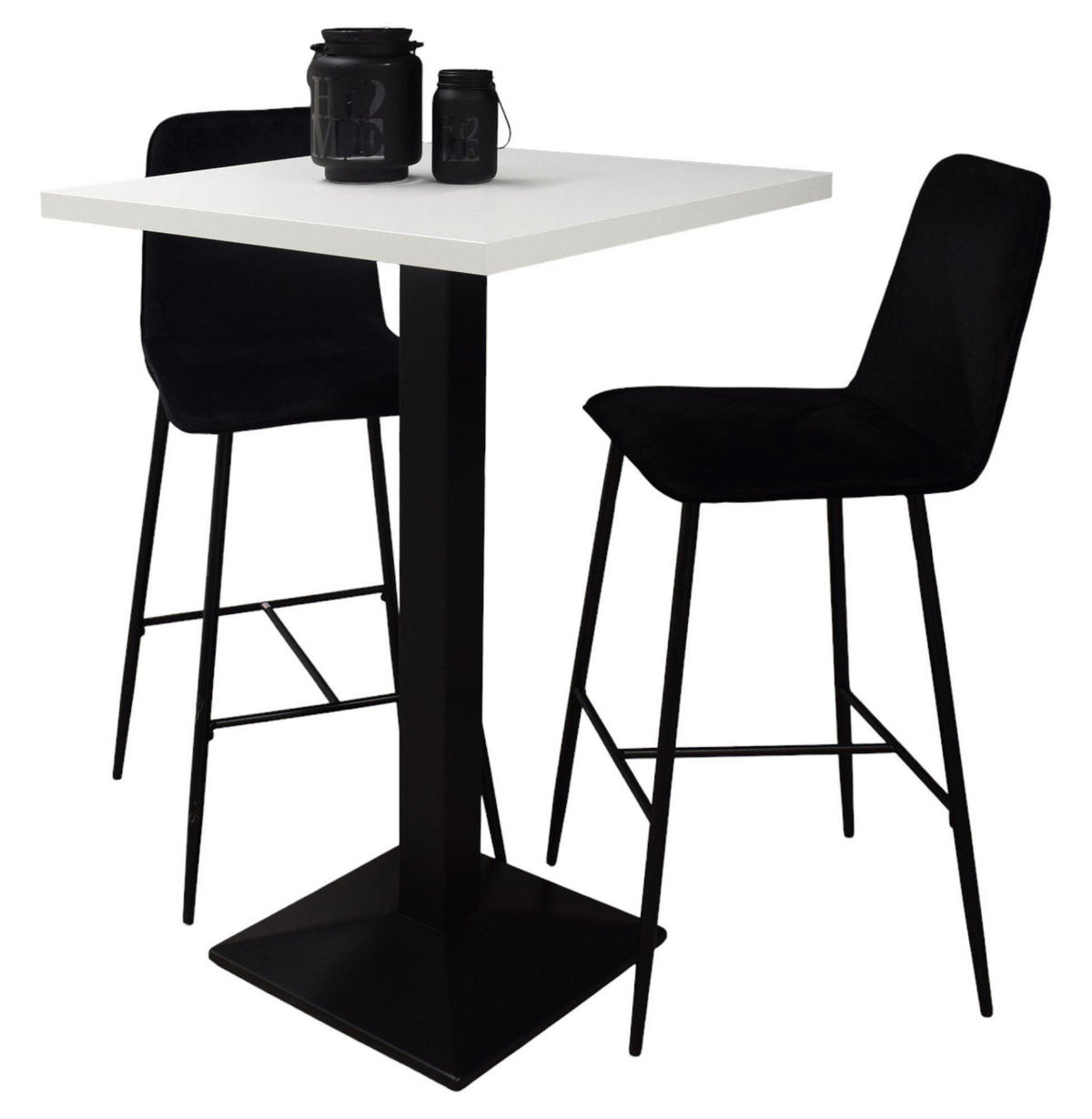 TRESENTISCH Elene 70x70x106 schwarz matt/weiß matt lack - Weiß, Metall (70/70/106cm) - 58aufmkessel