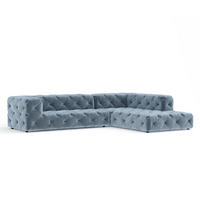 ECKSOFA Cosimo Blau Grau Samtstoff - Blaugrau/Schwarz, Holz/Holzwerkstoff (325/228cm) - Maison de Reve
