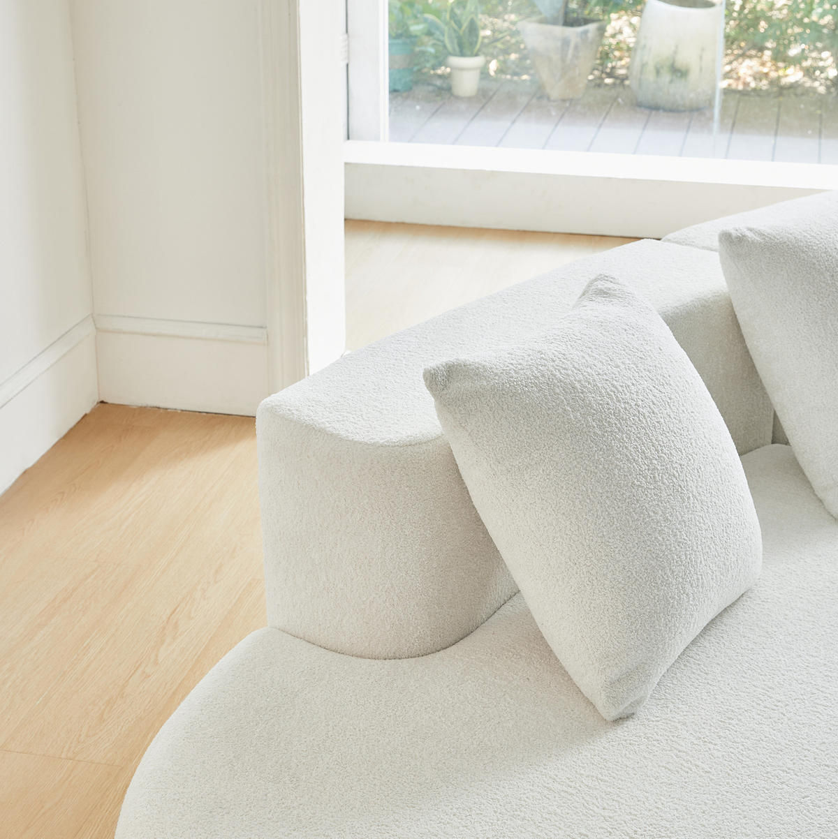 ECKSOFA modular 3-Sitzer 277 cm Samt White - Weiß, Textil (277/68/103cm) - IVMEU