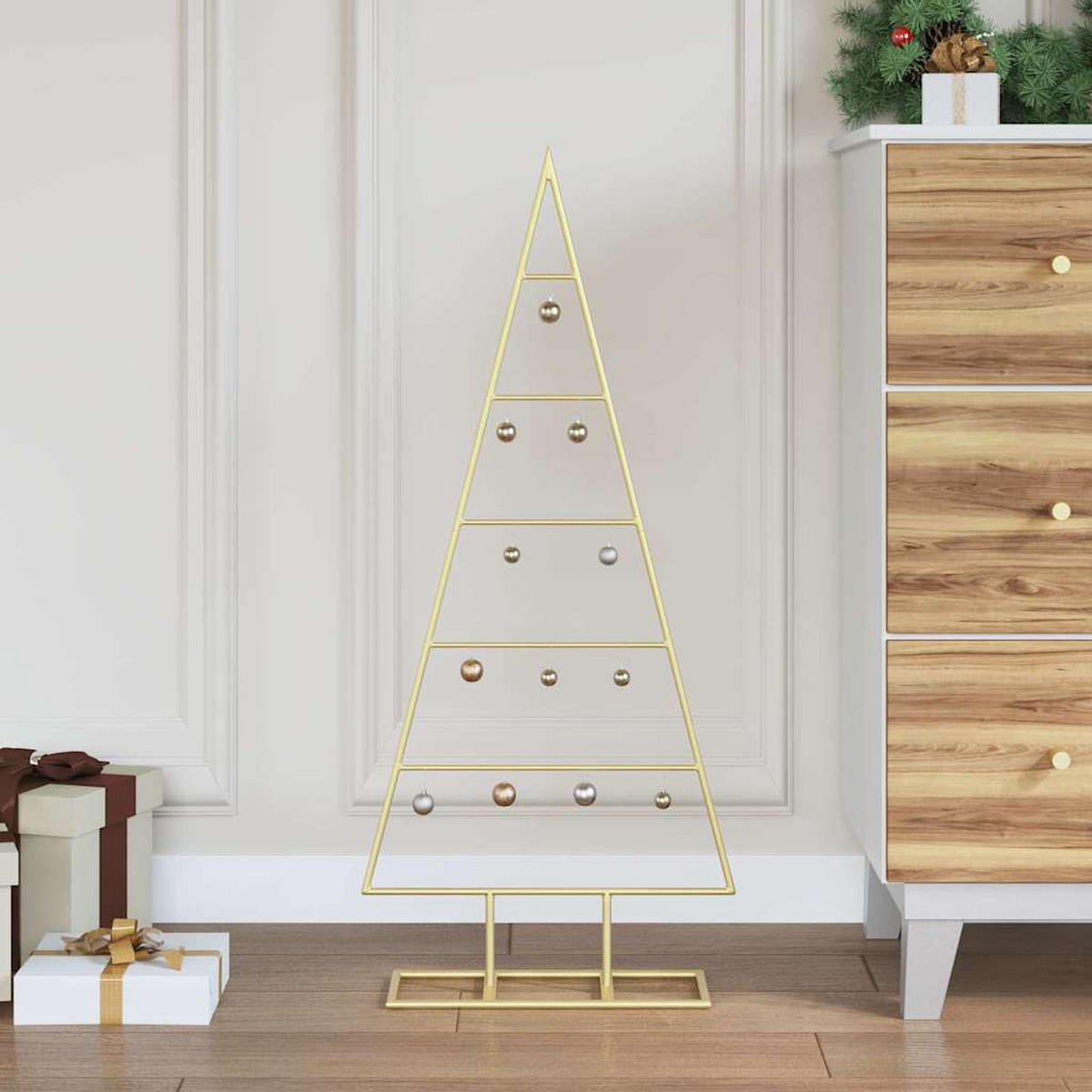 WEIHNACHTSBAUM Metall Gold 90 Cm Pulverbeschichteter Stahl - Goldfarben, Metall (90cm) - vidaXL