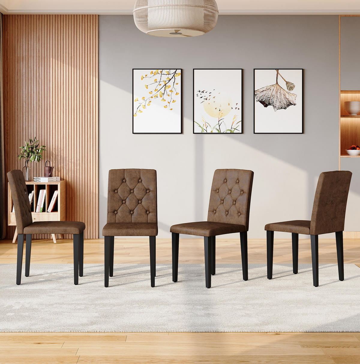 ESSZIMMERSTUHL mit Rautensteppung 89 cm Velours-Optik Braun Schwarz 4er-Set - Braun, Metall (46/89/42cm) - Meubliv
