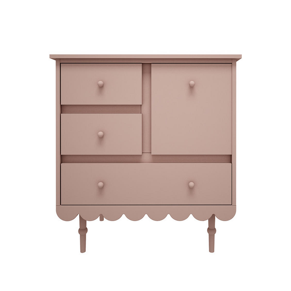 DĚTSKÁ KOMODA Babushka Rose - růžová, kompozitní dřevo (84/91/50cm) - Petits-meubles