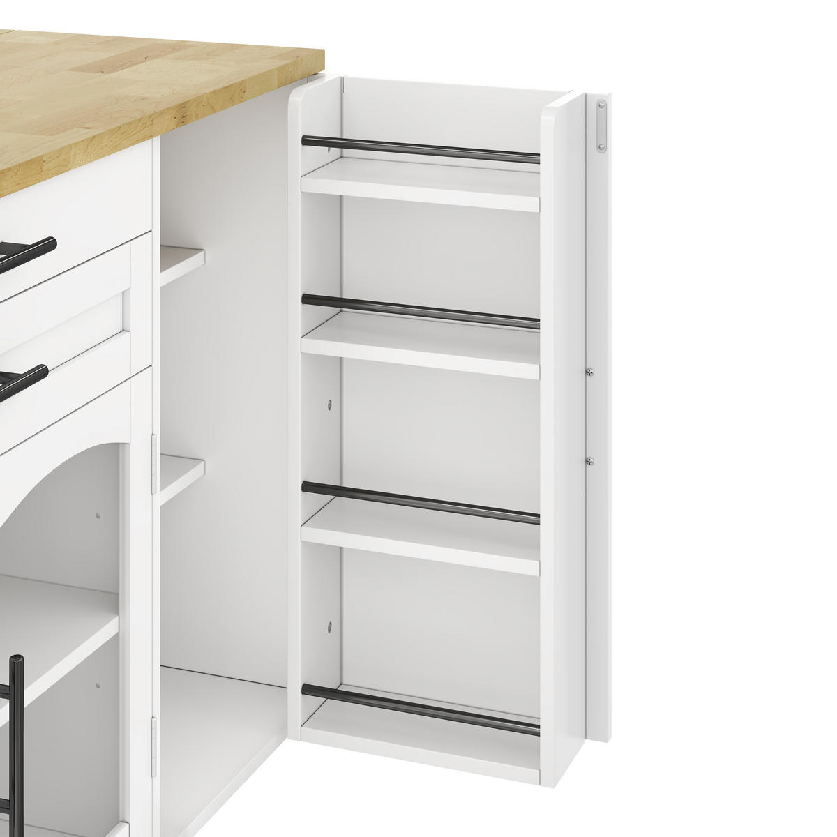 KUCHYŇSKÝ OSTROV bílý a přírodní, servírovací vozík se zásuvkou na příbory do kuchyně a obývacího pokoje, 120 × 45(70) × 90 cm - přírodní, kompozitní dřevo (138/90/70cm) - STILVORA