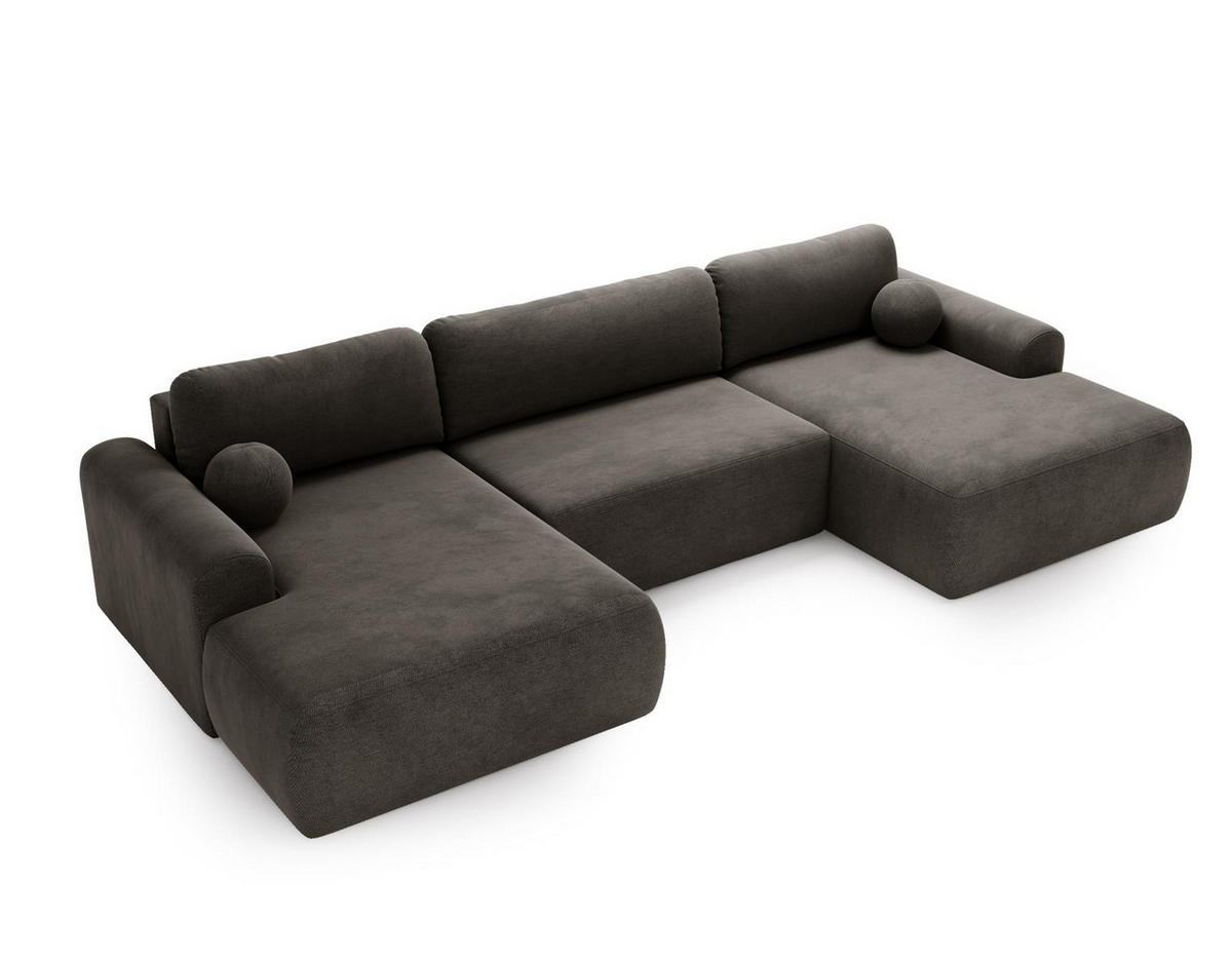 WOHNLANDSCHAFT Aurora Grau, mit Schlaffunktion in Vena Stoff - Grau, Holzwerkstoff/Textil (344/92/177cm) - Bettso