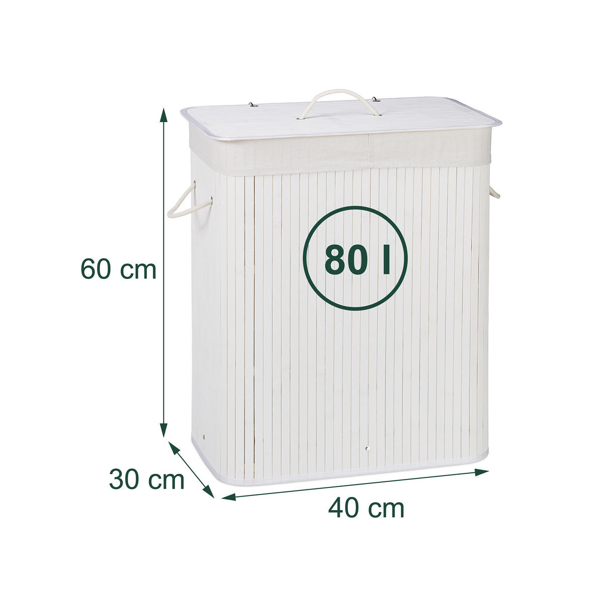 WÄSCHEKORB - Weiß, Holz/Textil (40/60/30cm) - Relaxdays