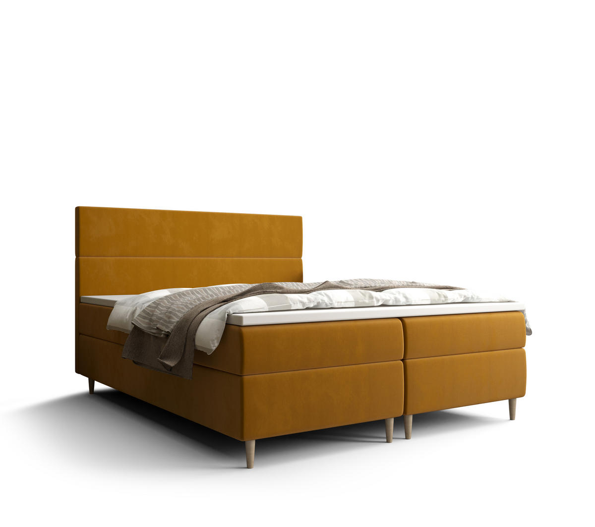 BOXBETT FLO mit Matratze H3, Bonell und Topper 160x200 Itaka 33 - Orange, Holz/Textil (160/200cm) - Bedante