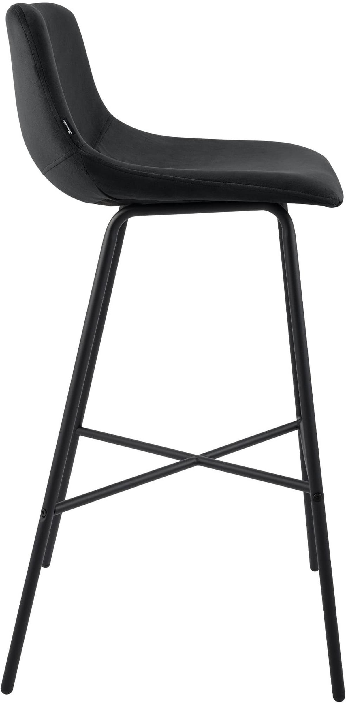 BARHOCKER Gekel Samt Schwarz - Schwarz, Textil (44/98/49cm) - DELUKE