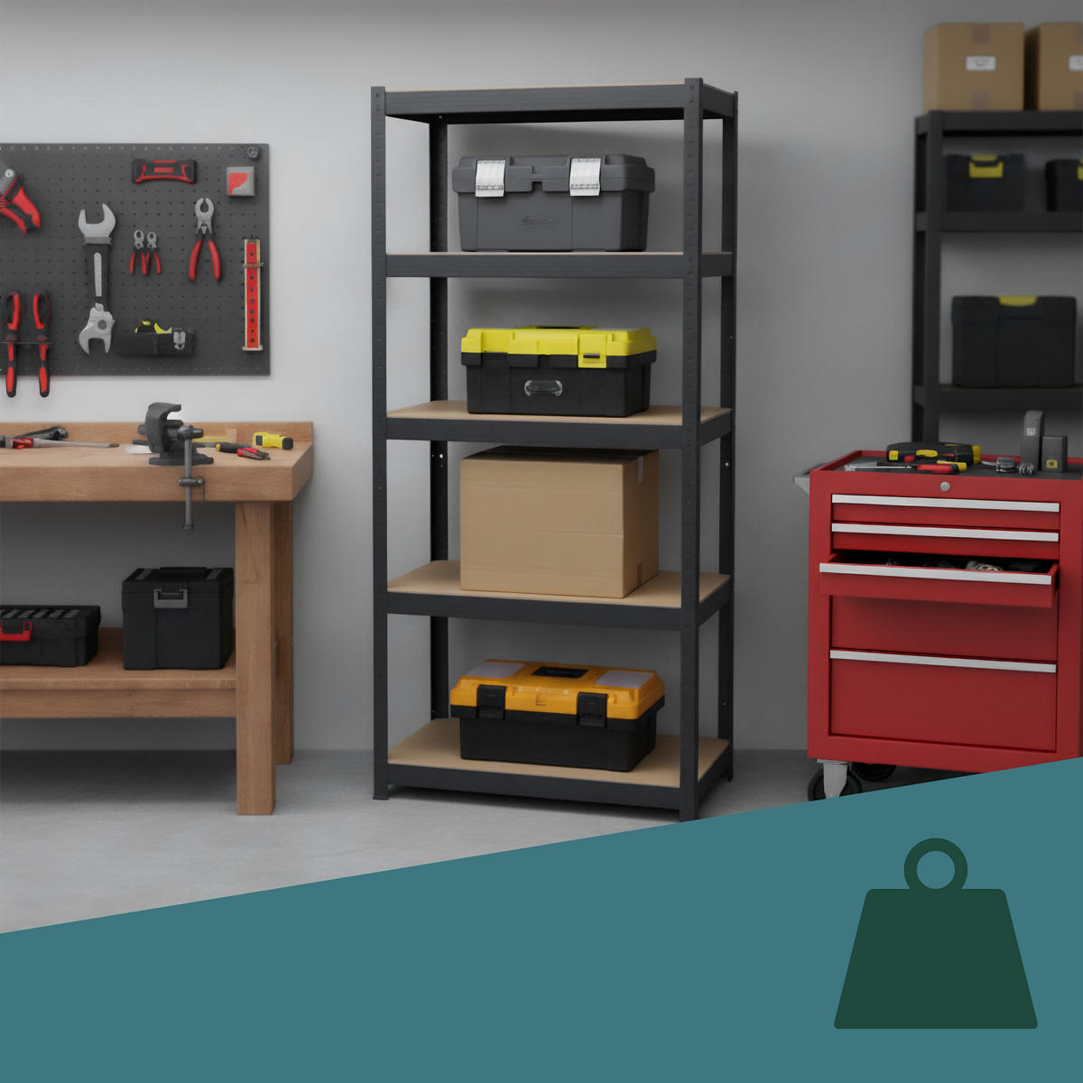 SCHWERLASTREGAL - Multicolor, Holzwerkstoff/Kunststoff (60/180/30cm) - Relaxdays