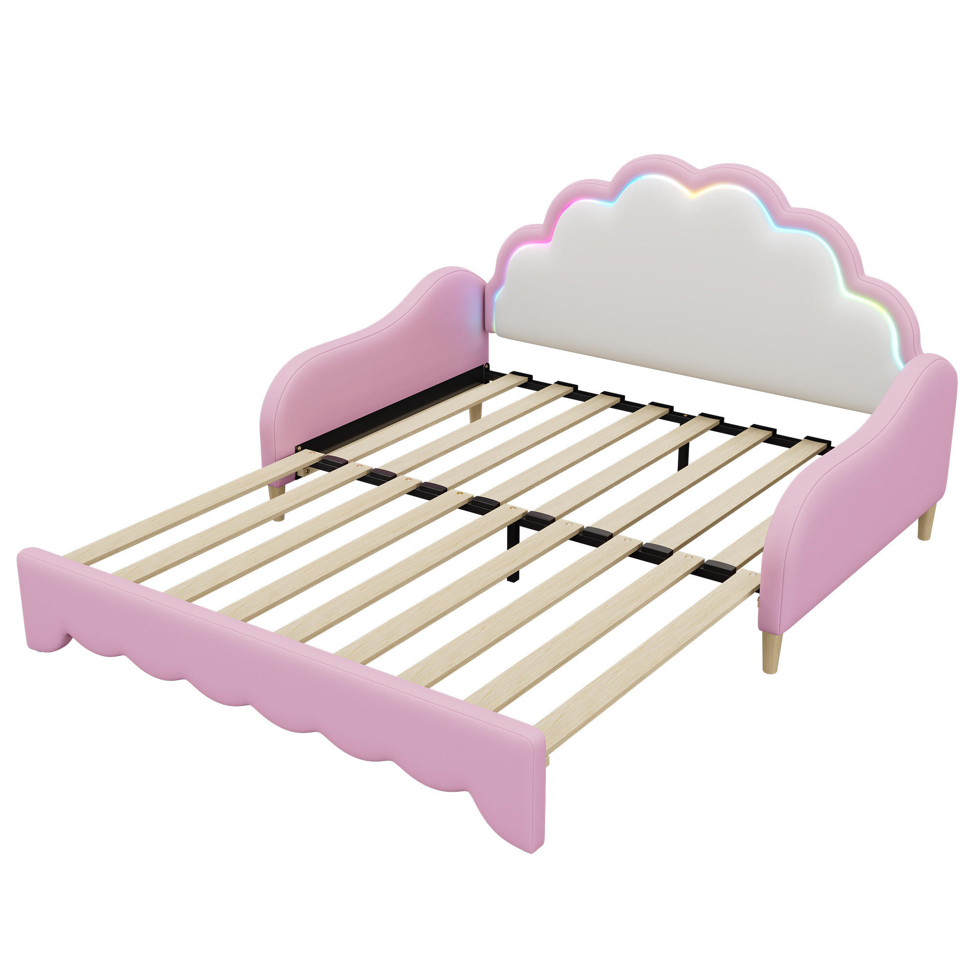 POLSTERBETT 140/198 cm DE-04633 als Sofabett LED-Lauflicht in Rosa - Pink, Holzwerkstoff (140/200cm) - ComfortXL