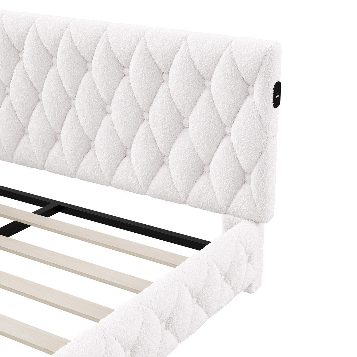 POLSTERBETT Modern 140/200 cm mit L-Eckpolsterung & LED Teddy-Plüsch Beige - Beige, Textil (140/200cm) - Creahappy