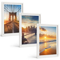 BILDER SET 3er Set - 40x60 cm Weißer Rahmen - Brücken, Sonnenuntergänge, Stadt - Weiß, Kunststoff (40/60cm) - TULUP