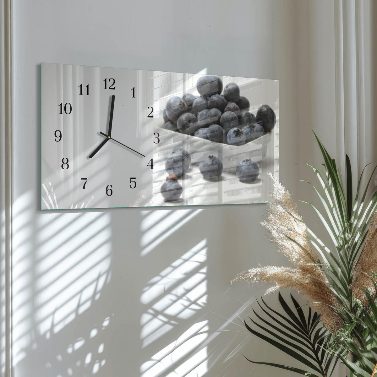 WANDUHR 60x30 cm - Gebirge - Weiß, Glas (60/30/0.4cm) - TULUP