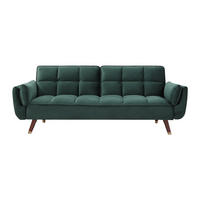 SCHLAFSOFA - 3 Personen - Samt, Stoff - Grün - - Grün, Textil (211/82/90cm) - Vente-Unique