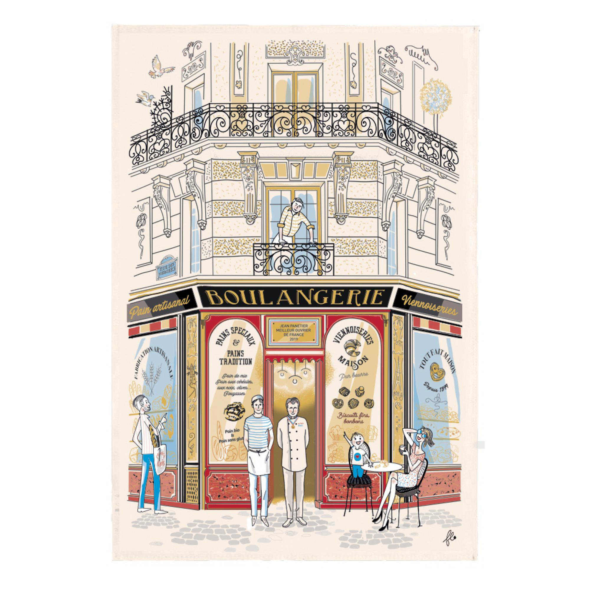 GESCHIRRTUCH Façade Boulangerie ekrü 48 x 72 cm - Weiß, Textil (48/72cm) - Winkler