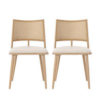 ESSZIMMERSTUHL 2er-Set mit PU-Sitz Rattan Beige - Beige, Holz (46/90/48cm) - Meubliv