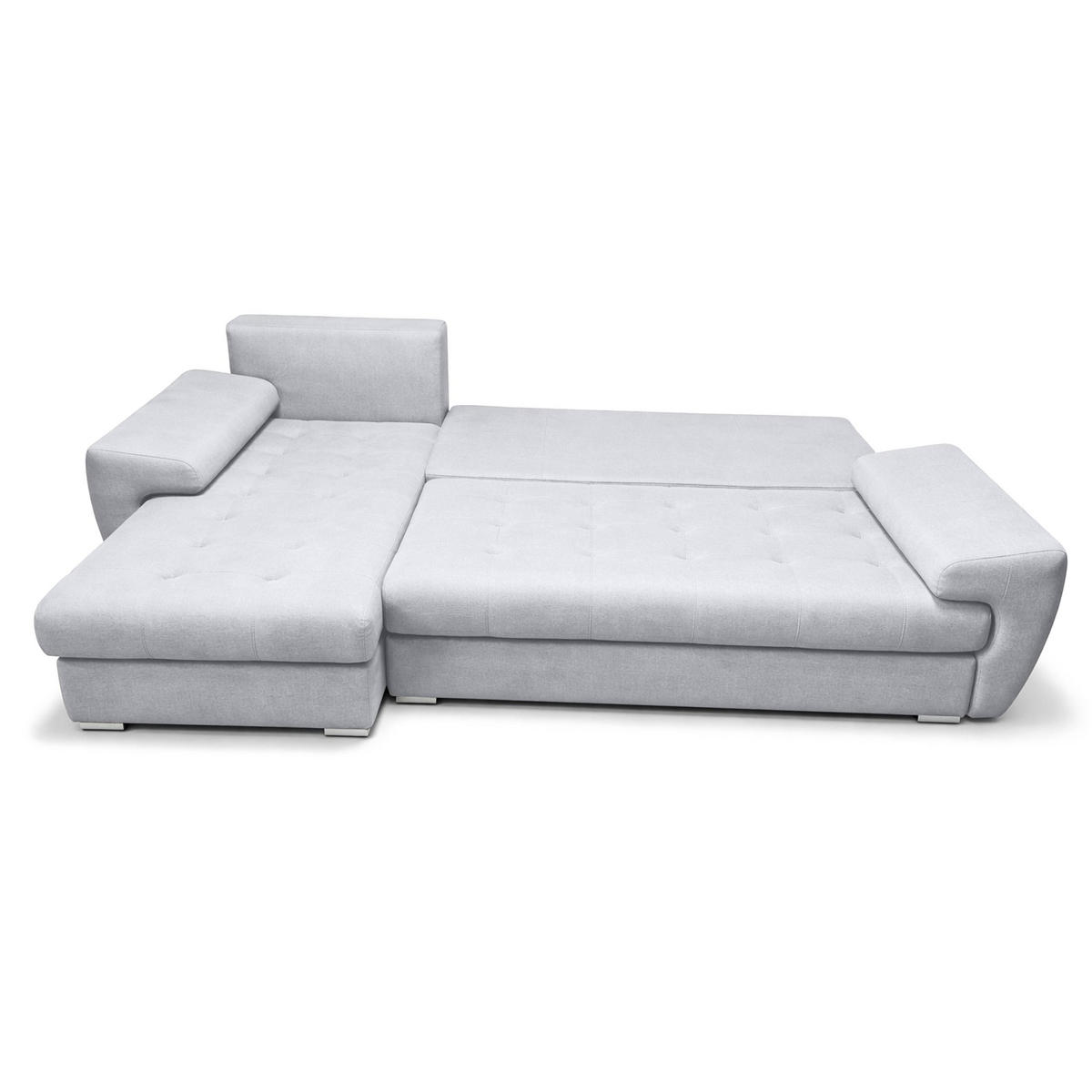ECKSOFA L Form Manisa Hellgrau 234/145/83 cm Links mit Schlaffunktion - Silberfarben/Hellgrau, Kunststoff/Textil (145/234cm) - AX Living