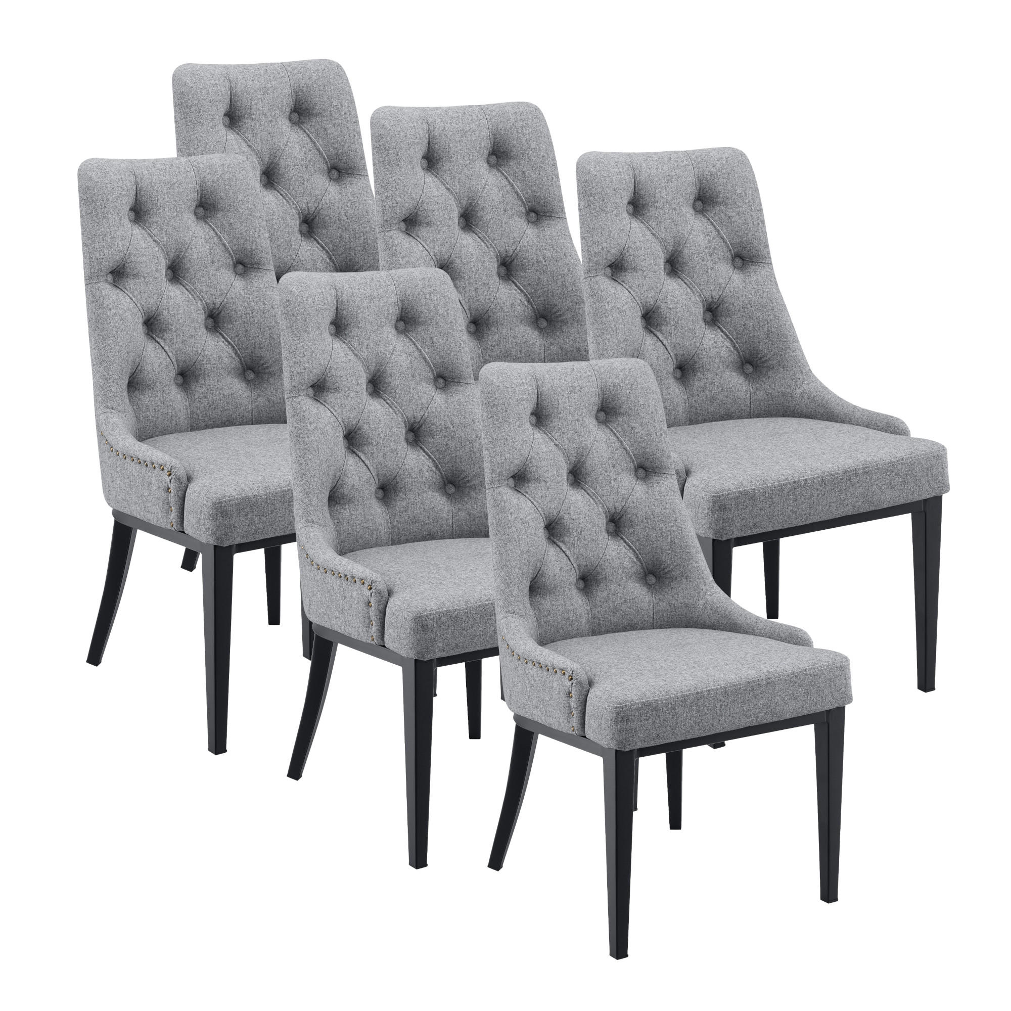 ESSZIMMERSTUHL-SET 6 TLG. Chester - Hellgrau/Schwarz, Kunststoff/Metall (100/100/60cm) - [en.casa]