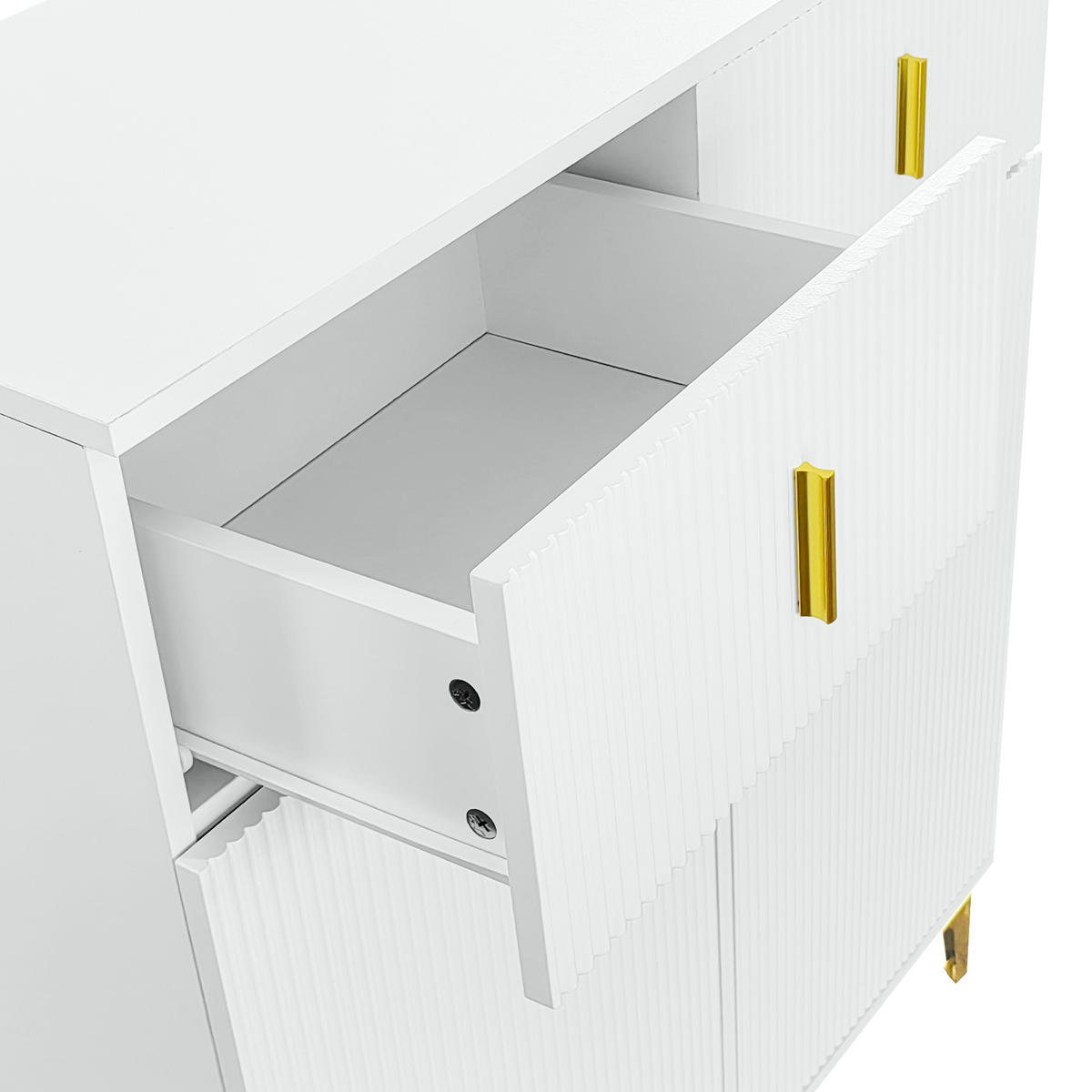 SCHUHSCHRANK aus Spanplatte 83x35x101cm in Weiß mit 2 Schubladen & 2 Türen - Weiß, Holzwerkstoff (83/101/35cm) - Modfu