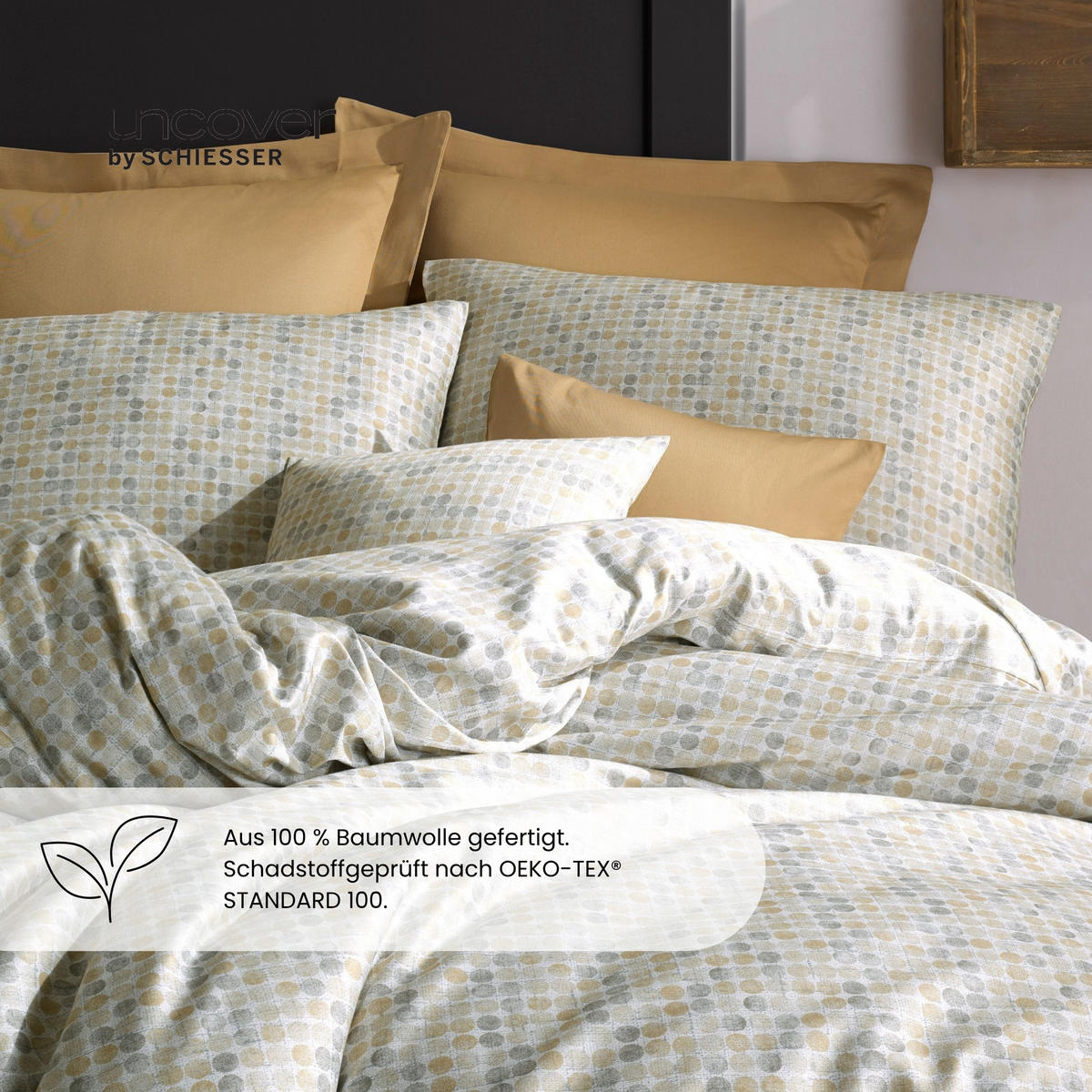 BETTWÄSCHESET Punto - Baumwollsatin - 2-teilig - 135x200cm - Beige - Beige, Textil (135/200cm) - Uncover by Schiesser