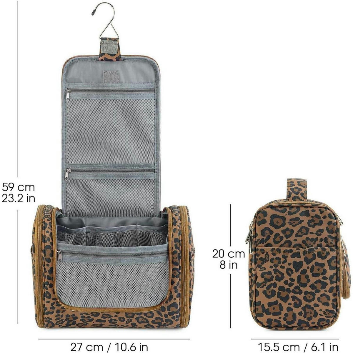 KULTURTASCHE zum Aufhängen mit Leopardenmuster 27 cm - Multicolor, Textil (5/2/5cm)