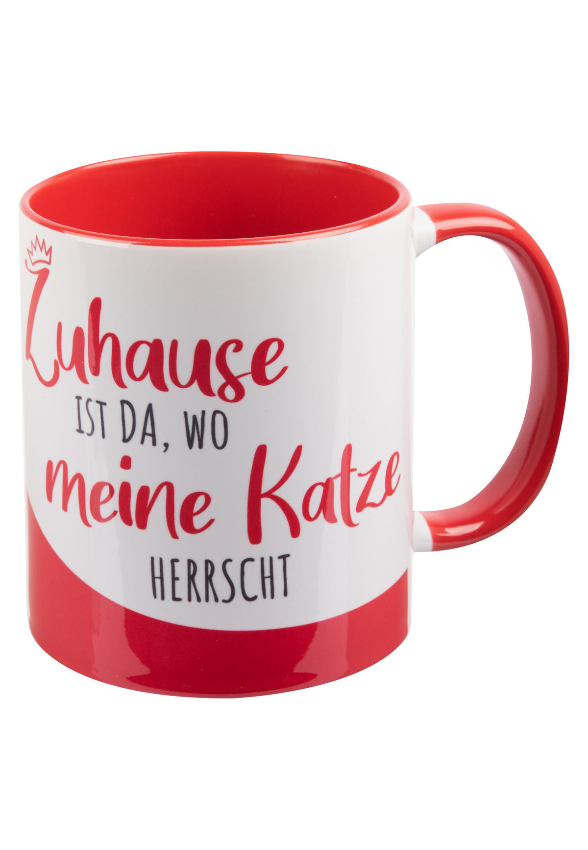 KAFFEEBECHER Katzen Zuhause ist da, wo meine Katze herrscht Rot/Weiß 320 ml - Weiß, Keramik (0.32L) - United Labels
