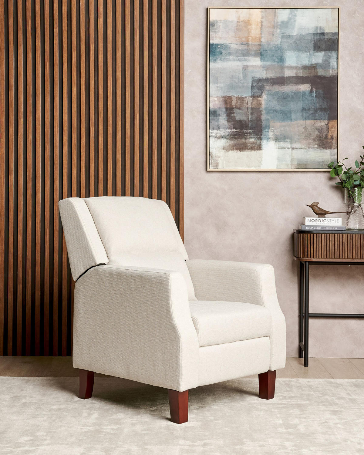 SESSEL creme verstellbar Egersund - Beige/Dunkelbraun, Textil (75/97/92cm) - Beliani