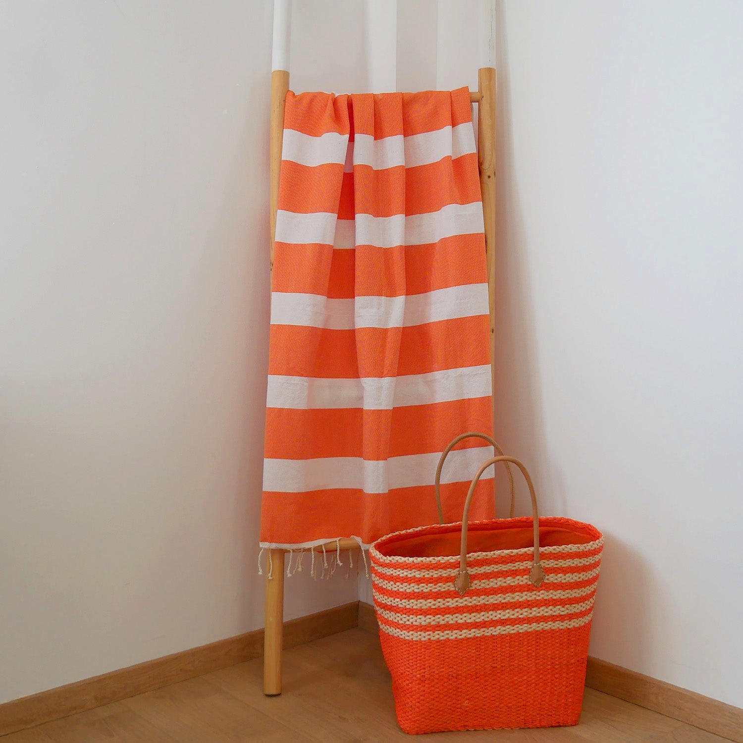 HAMAMTUCH Flachgewebe Traditionell Orange 100x200 190g/m² - Transat Orange - Orange, Textil (100/200cm) - LE COMPTOIR DE LA PLAGE