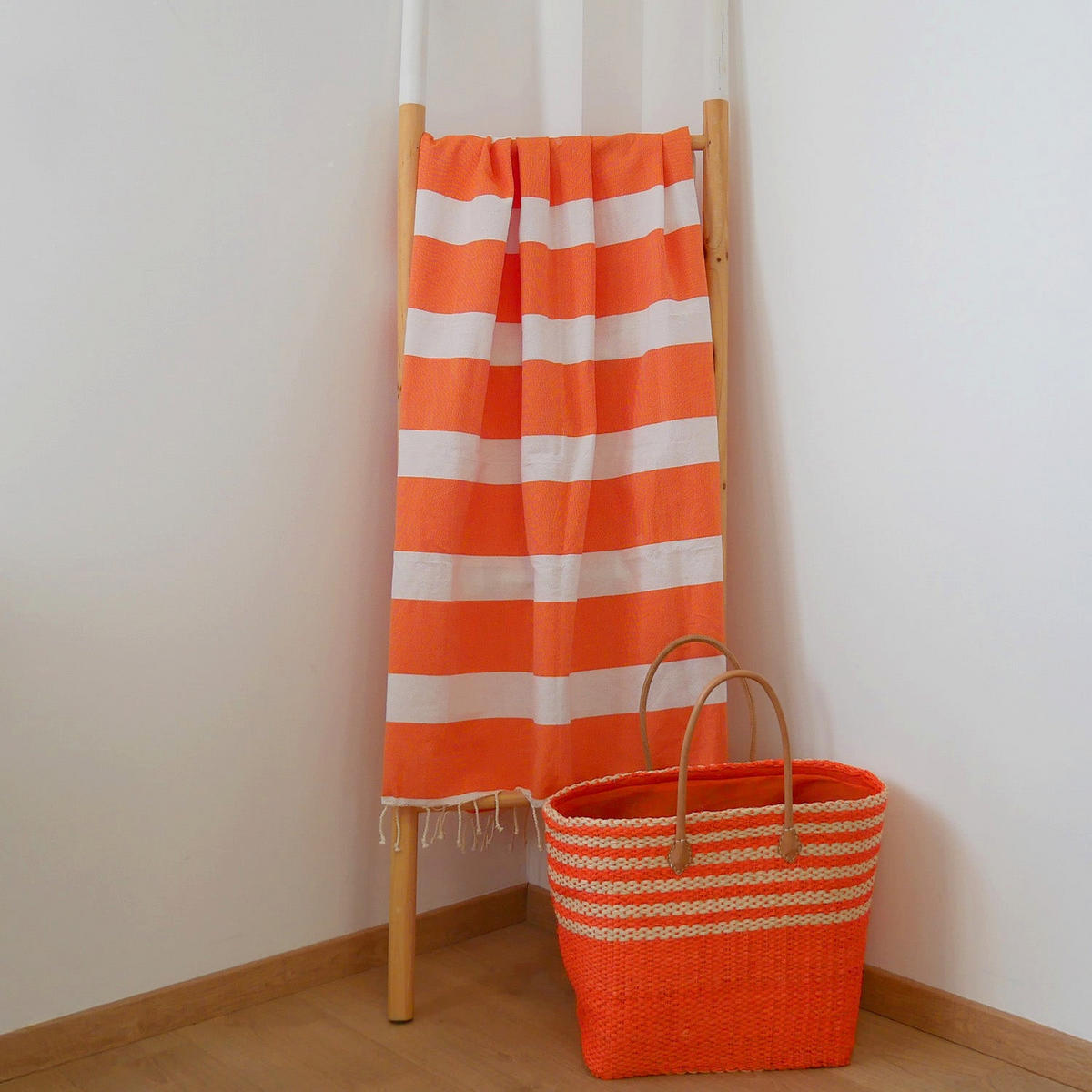 HAMAMTUCH Flachgewebe Traditionell Orange 100x200 190g/m² - Transat Orange - Orange, Textil (100/200cm) - LE COMPTOIR DE LA PLAGE