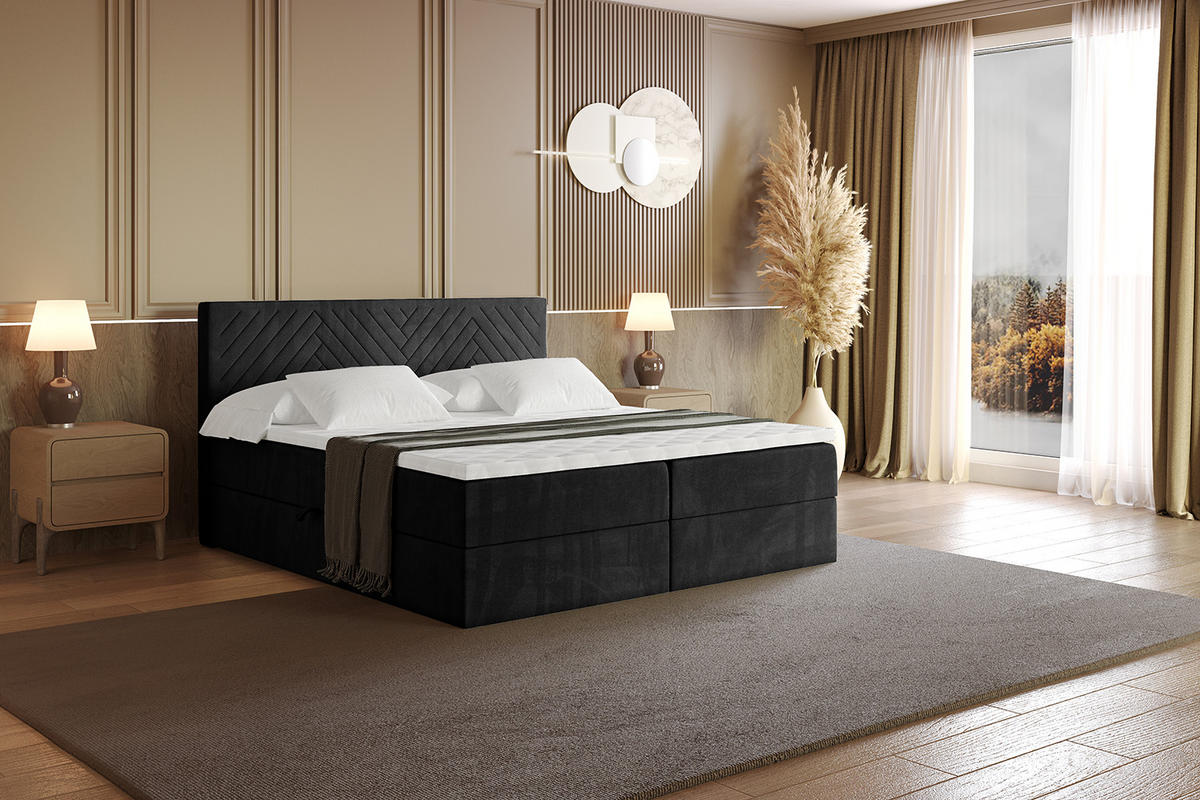 BOXBETT mit Matratze H3 und Lattenrost - VEXA - 120x200 - Schwarz Casablanca - Schwarz, Holzwerkstoff/Kunststoff (120/200cm) - ALTDECOR