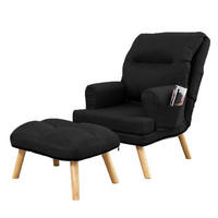 SESSEL Memo mit Fußhocker Rückenlehne 5-stufig einstellbar, schwarz - Schwarz, Kunststoff (107/95/66cm) - Margaret Hadas24
