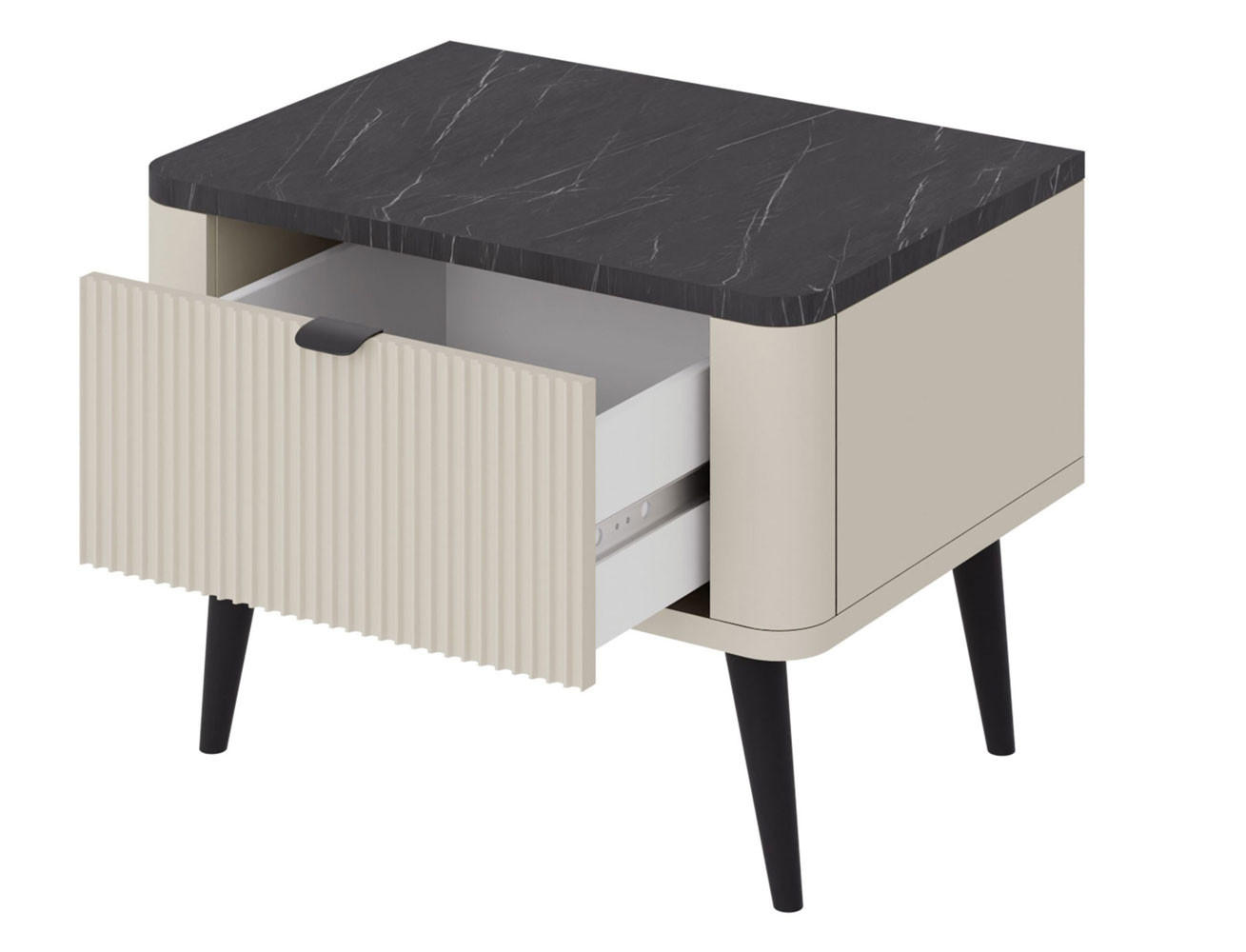 Thumbnail - Feldmann-Wohnen Nachtkonsole, Beige, Grau, Holz, 1 Schubladen, 50x42x40 cm, Schlafzimmer, Nachttische