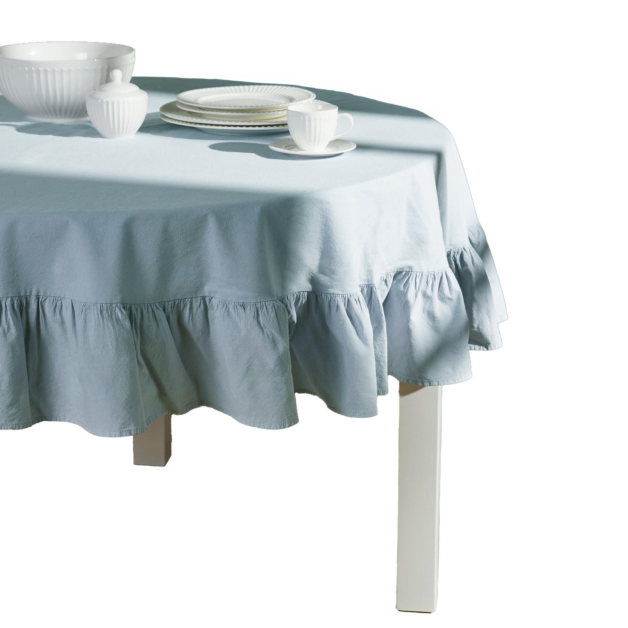 TISCHDECKE Falbines - Hellblau, Textil (160cm) - home&you